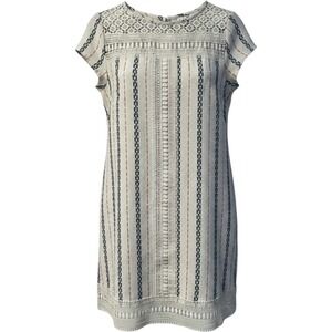 Xhilaration‎ Dress Shift Crochet Trim Striped Casual Short Sleeve Medium
